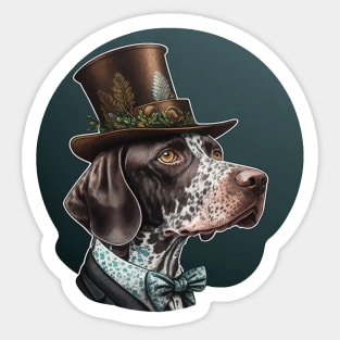 German shorthaired pointer with top hat Sticker